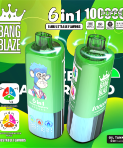 Bang Blaze 100000 100K Puffs 6 in 1 Flavors Rechargeable LED Display Disposable Vape in Lemon Romance & Blueberry Raspberry & Peach Menthol flavor