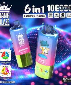 Bang Blaze 100000 100K Puffs 6 in 1 Flavors Rechargeable LED Display Disposable Vape in Random Mix flavor