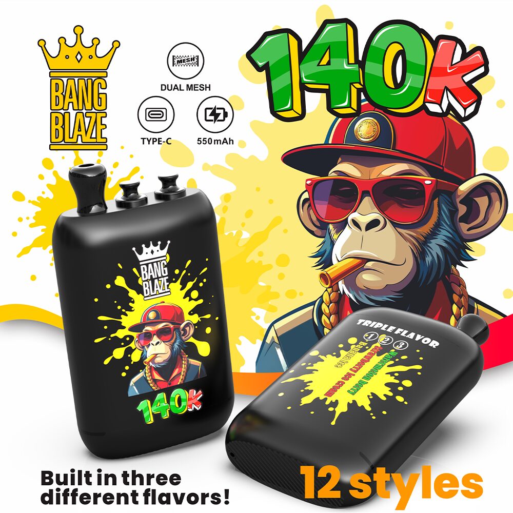 Bang Blaze 140000 140K Puffs 3 in 1 Flavors Rechargeable Disposable Vape in Banana Ice / Strawberry Ice Cream / Watermelon Berry flavor