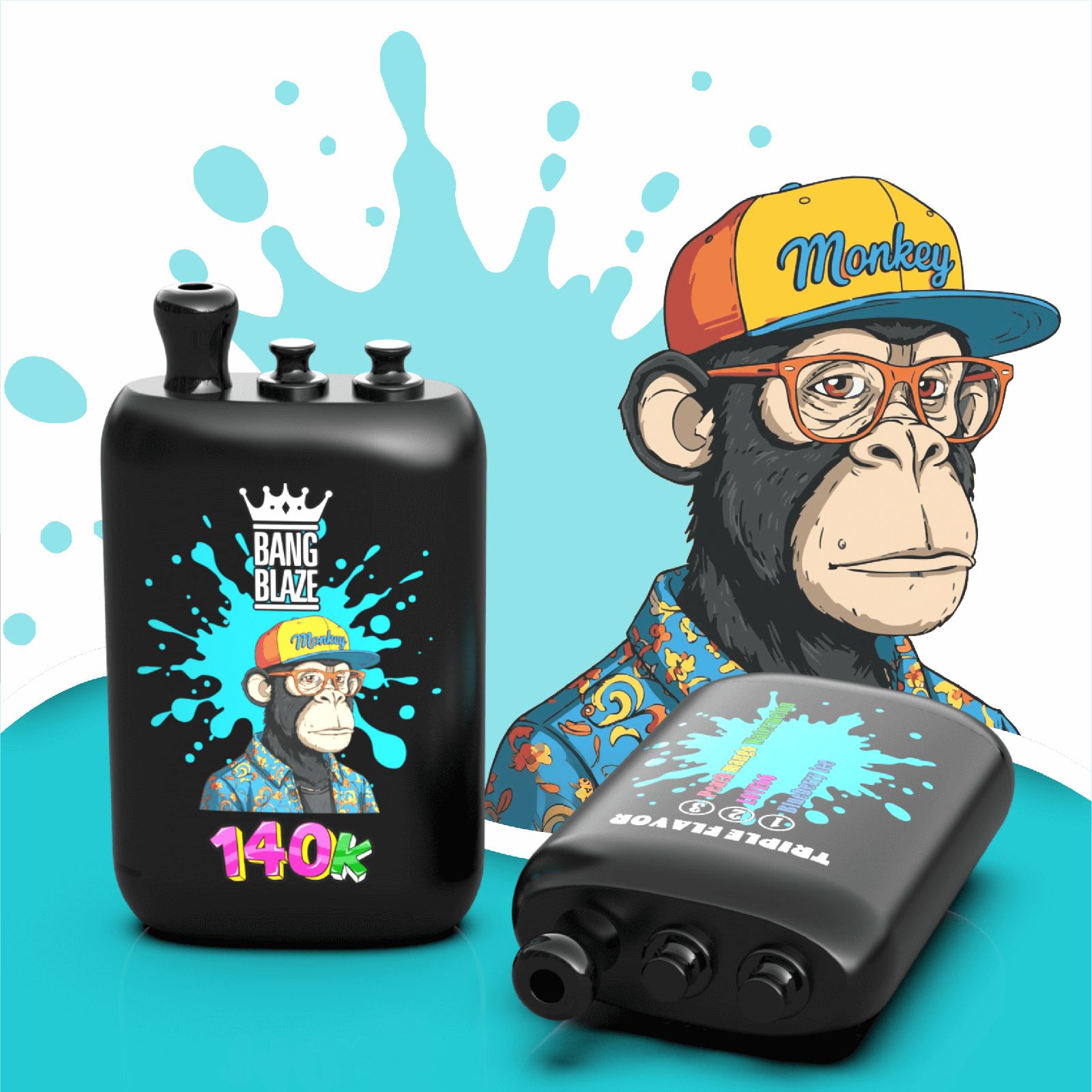 Bang Blaze 140000 140K Puffs 3 in 1 Flavors Rechargeable Disposable Vape in Blueberry Ice / Peach Mango Watermelon / Love66 flavor