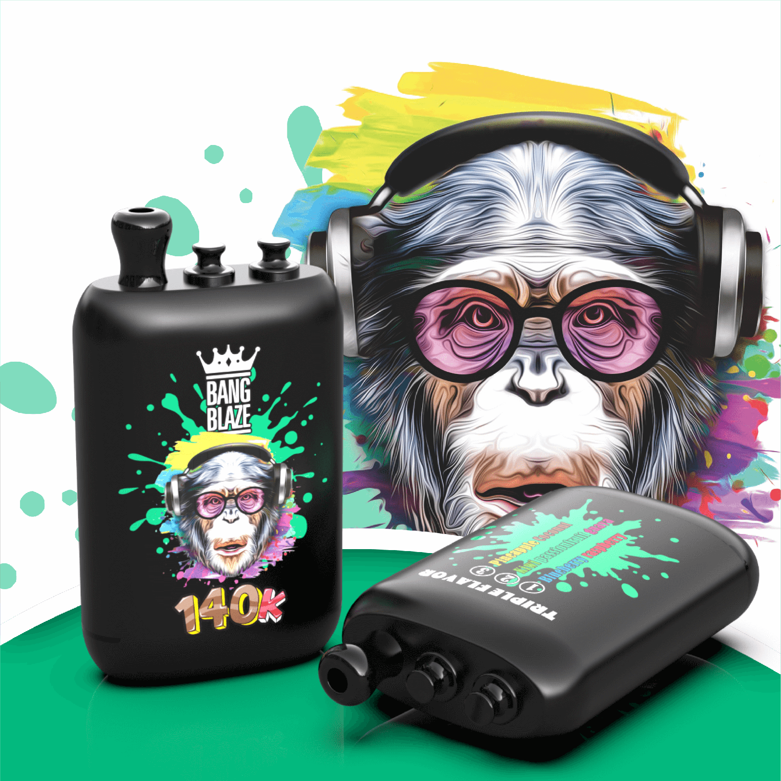 Bang Blaze 140000 140K Puffs 3 in 1 Flavors Rechargeable Disposable Vape in Blueberry Raspberry / Kiwi Passionfruit Guava / Pineapple Coconut flavor