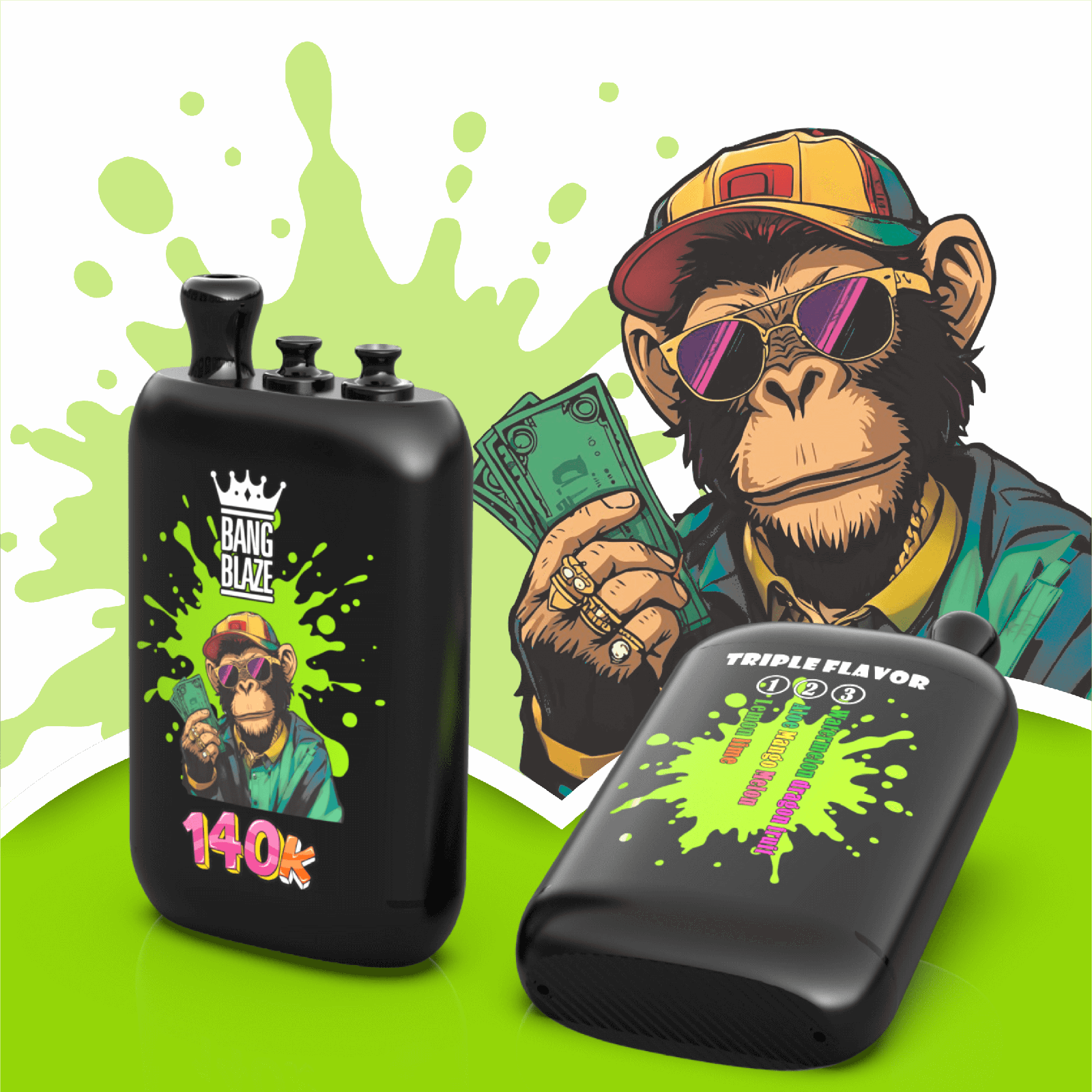 Bang Blaze 140000 140K Puffs 3 in 1 Flavors Rechargeable Disposable Vape in Lemon Lime / Aloe Mango Melon / Watermelon Dragon Fruit flavor