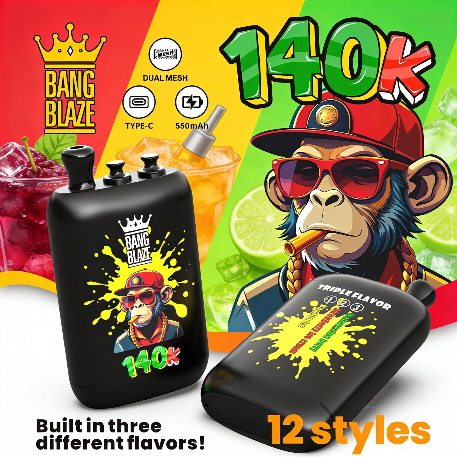 Bang Blaze 140000 140K Puffs 3 in 1 Flavors Rechargeable Disposable Vape product image