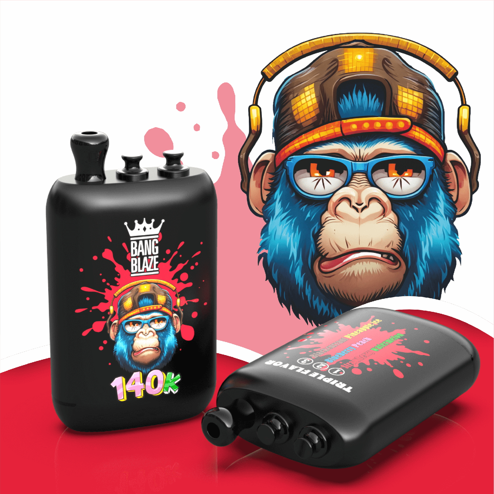 Bang Blaze 140000 140K Puffs 3 in 1 Flavors Rechargeable Disposable Vape in Strawberry Watermelon / Blueberry Peach / Blackcurrant Pineapple Ice flavor