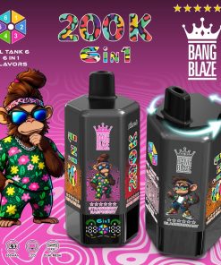 Bang Blaze 200000 200K Puffs 6 in 1 Flavors & 6 oil tanks Rechargeable LCD Display Disposable Vape in bang blaze 200000 200k 6 in 1 flavors blackcurrant