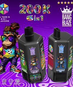 Bang Blaze 200000 200K Puffs 6 in 1 Flavors & 6 oil tanks Rechargeable LCD Display Disposable Vape in bang blaze 200000 200k 6 in 1 flavors blueberry ice