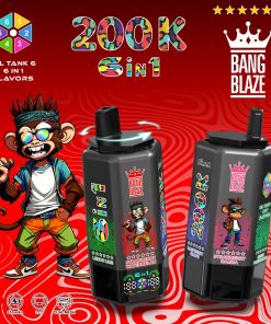 Bang Blaze 200000 200K Puffs 6 in 1 Flavors & 6 oil tanks Rechargeable LCD Display Disposable Vape in bang blaze 200000 200k 6 in 1 flavors peach ice