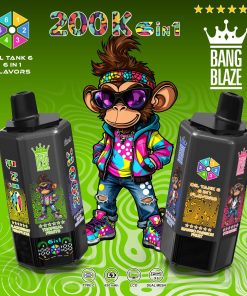 Bang Blaze 200000 200K Puffs 6 in 1 Flavors & 6 oil tanks Rechargeable LCD Display Disposable Vape in bang blaze 200000 200k 6 in 1 flavors strawberry