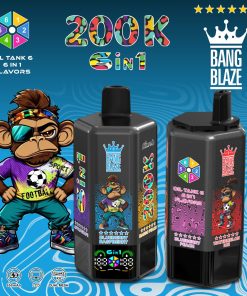 Bang Blaze 200000 200K Puffs 6 in 1 Flavors & 6 oil tanks Rechargeable LCD Display Disposable Vape in bang blaze 200000 200k 6 in 1 flavors watermelon ice