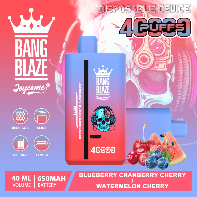Bang Blaze 40000 40K Puffs 2% 3% 5% Nicotine Double Taste Disposable Vape in bang blaze 40k 40000 blueberry cranberry cherry watermelon cherry flavor
