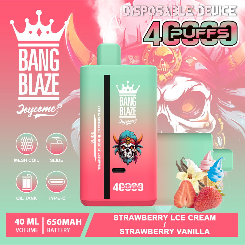Bang Blaze 40000 40K Puffs 2% 3% 5% Nicotine Double Taste Disposable Vape in bang blaze 40k 40000 strawberry ice cream strawberry vanilla flavor