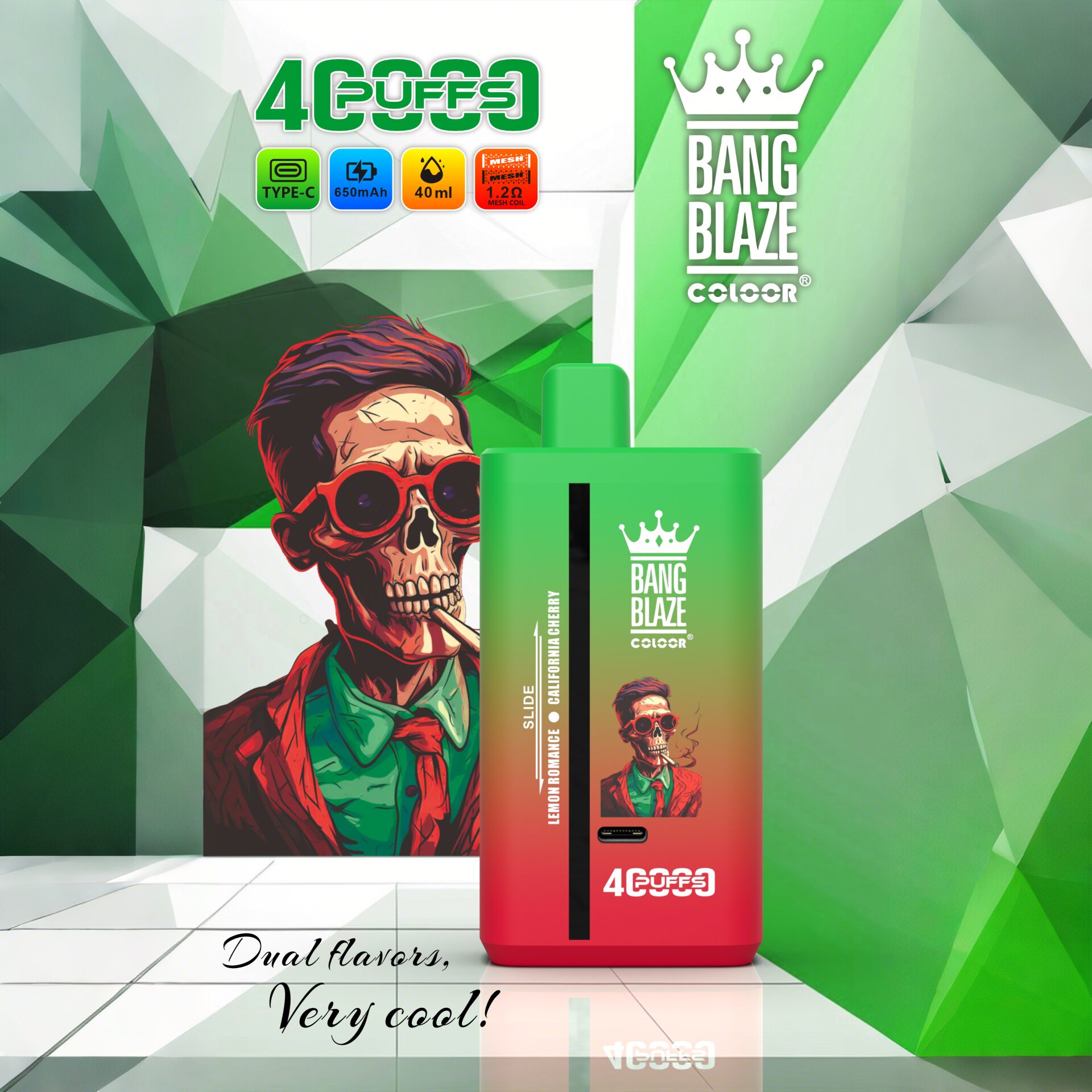 Bang Blaze 40000 40K Puffs 2% 3% 5% Nicotine Double Taste Disposable Vape in Lemon Romance & California Cherry flavor
