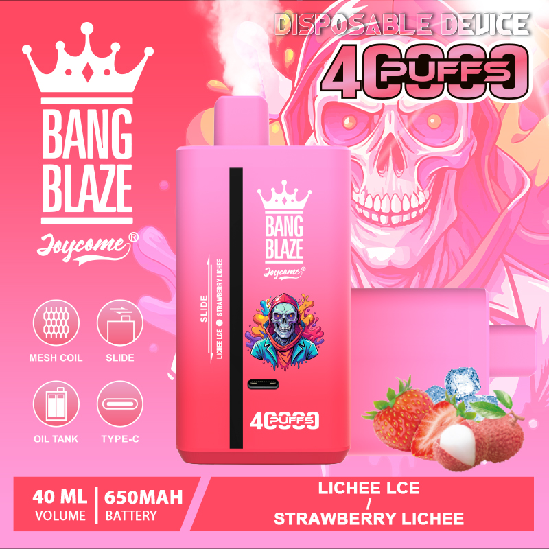 Bang Blaze 40000 40K Puffs 2% 3% 5% Nicotine Double Taste Disposable Vape in Lychee Ice & Strawberry Lychee flavor