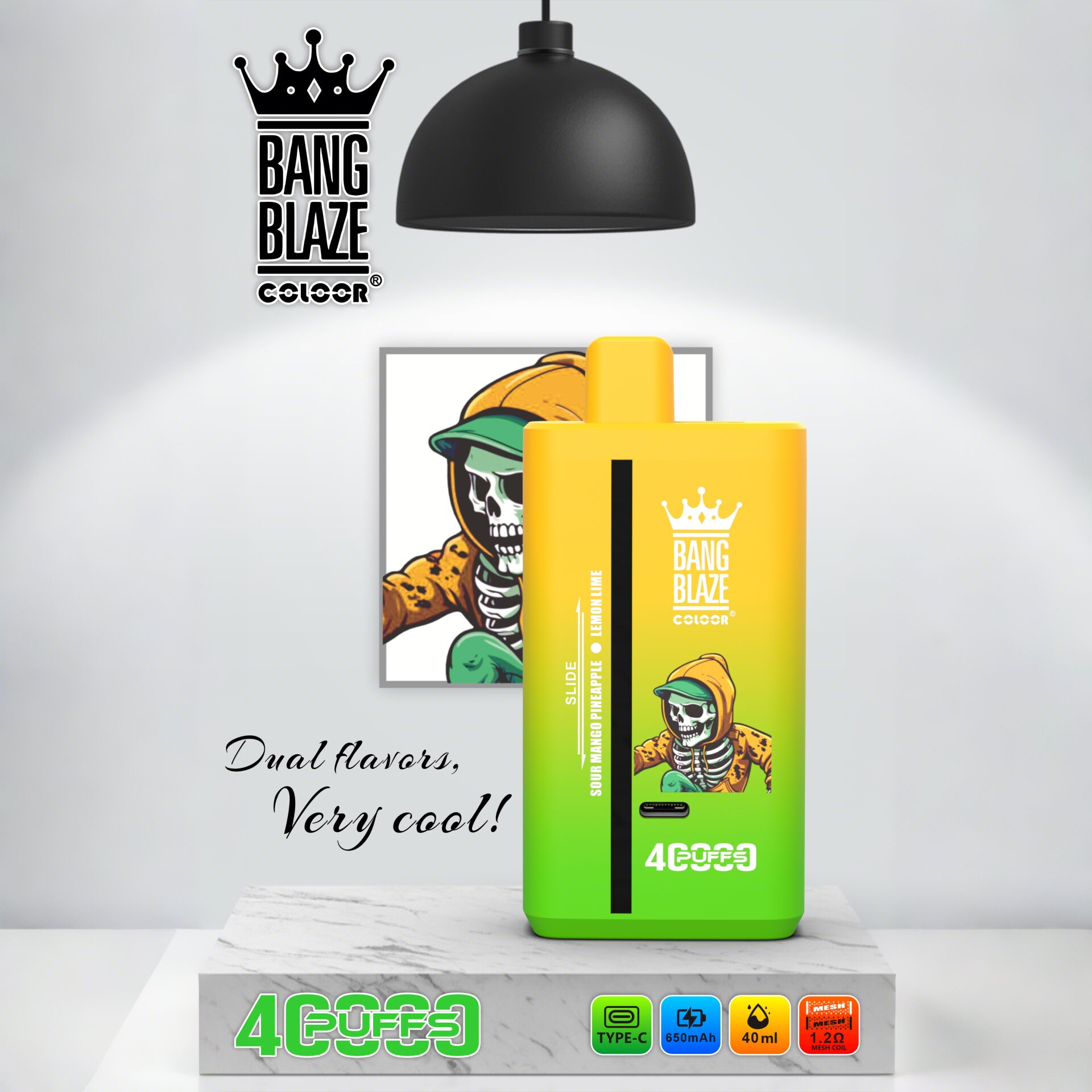 Bang Blaze 40000 40K Puffs 2% 3% 5% Nicotine Double Taste Disposable Vape in Mango Ice & Strawberry Mango flavor