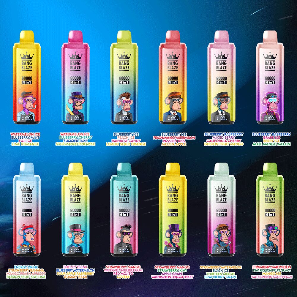 Bang Blaze 60000 60k Puffs 4 in 1 Flavors Rechargeable LCD Display Disposable Vape in bang blaze 60000 60k flavor table flavor