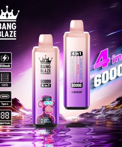 Bang Blaze 60000 60k Puffs 4 in 1 Flavors Rechargeable LCD Display Disposable Vape in Blueberry Raspberry & Grape Ice & Berry Ice & Aloe Mango Melon flavor
