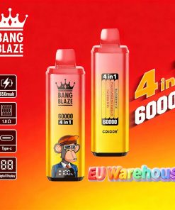 Bang Blaze 60000 60k Puffs 4 in 1 Flavors LED Display Disposable Vape EU Warehouse in Blueberry Ice & Peach Mango Watermelon & Passion Kiss & Melon Apple