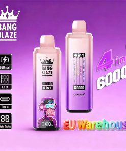 Bang Blaze 60000 60k Puffs 4 in 1 Flavors LED Display Disposable Vape EU Warehouse in Blueberry Raspberry & Grape Ice & Berry Ice & Aloe Mango Melon flavor