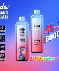 Bang Blaze 60000 60k Puffs 4 in 1 Flavors LED Display Disposable Vape EU Warehouse in Energy Drink & Strawberry Banana & Mango Peach Apricot & Passion