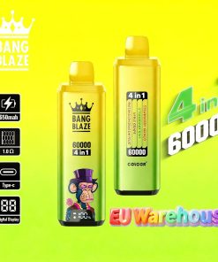 Bang Blaze 60000 60k Puffs 4 in 1 Flavors LED Display Disposable Vape EU Warehouse in Strawberry Mango & Strawberry Kiwi & Apple Grape & Watermelon Dragon