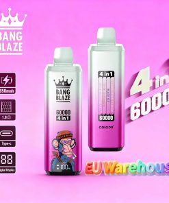 Bang Blaze 60000 60k Puffs 4 in 1 Flavors LED Display Disposable Vape EU Warehouse in Strawberry Watermelon & Black Ice & Thirteen Melon & Cranberry Grape