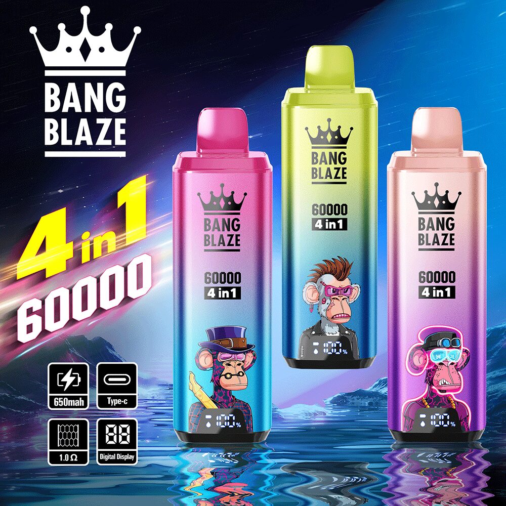 Bang Blaze 60000 60k Puffs 4 in 1 Flavors Rechargeable LCD Display Disposable Vape product image
