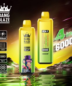 Bang Blaze 60000 60k Puffs 4 in 1 Flavors Rechargeable LCD Display Disposable Vape in Strawberry Mango & Strawberry Kiwi & Apple Grape & Watermelon Dragon