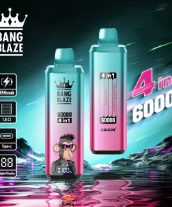 Bang Blaze 60000 60k Puffs 4 in 1 Flavors Rechargeable LCD Display Disposable Vape in Strawberry Mango & Watermelon Bubble Gum & Red Mojito & Love 66