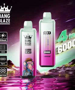 Bang Blaze 60000 60k Puffs 4 in 1 Flavors Rechargeable LCD Display Disposable Vape in Strawberry Watermelon & Black Ice & Thirteen Melon & Cranberry Grape