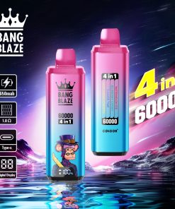 Bang Blaze 60000 60k Puffs 4 in 1 Flavors Rechargeable LCD Display Disposable Vape in Watermelon Ice & Blueberry Cherry & Summer Time & Sour Mango