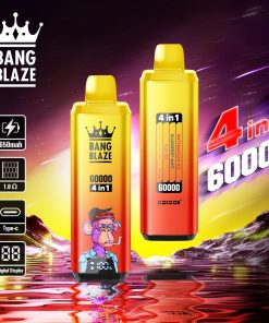 Bang Blaze 60000 60k Puffs 4 in 1 Flavors Rechargeable LCD Display Disposable Vape in Watermelon Ice & Blueberry Mint & Fuii Ice & Lime Romance flavor