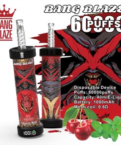 Bang Blaze 60k 60000 Puffs LCD Display Disposable in bang blaze 60k 60000 cherry mint flavor