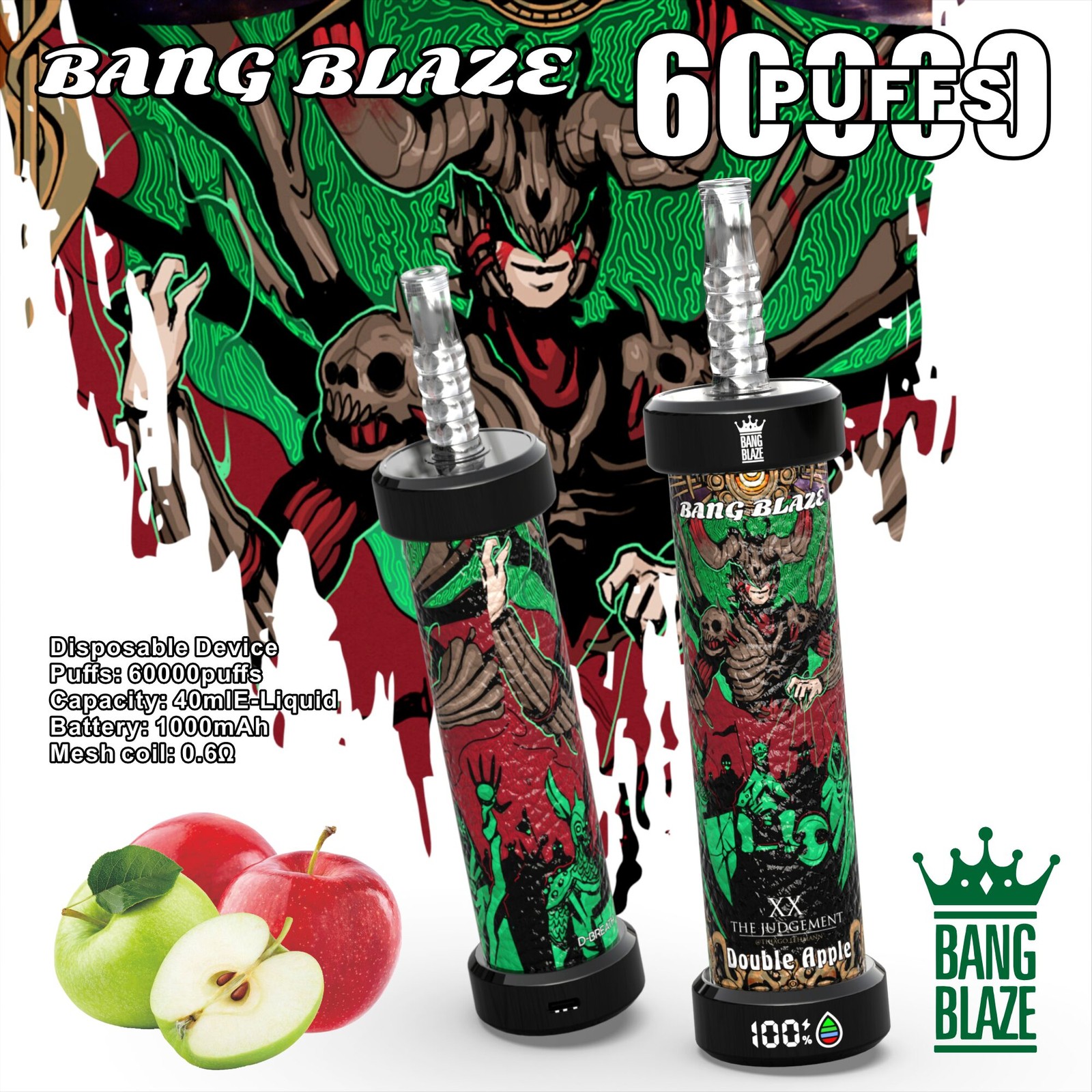 Bang Blaze 60k 60000 Puffs LCD Display Disposable in bang blaze 60k 60000 double apple flavor