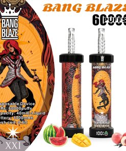 Bang Blaze 60k 60000 Puffs LCD Display Disposable in bang blaze 60k 60000 peach mango watermelon flavor