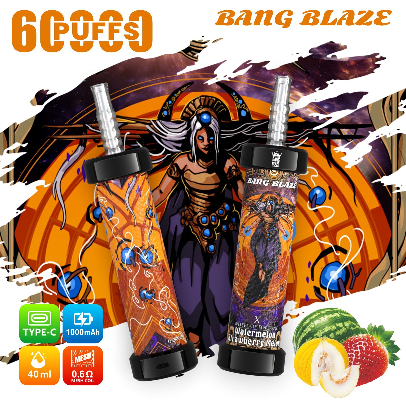 Bang Blaze 60k 60000 Puffs LCD Display Disposable in bang blaze 60k 60000 watermelon strawberry melon flavor
