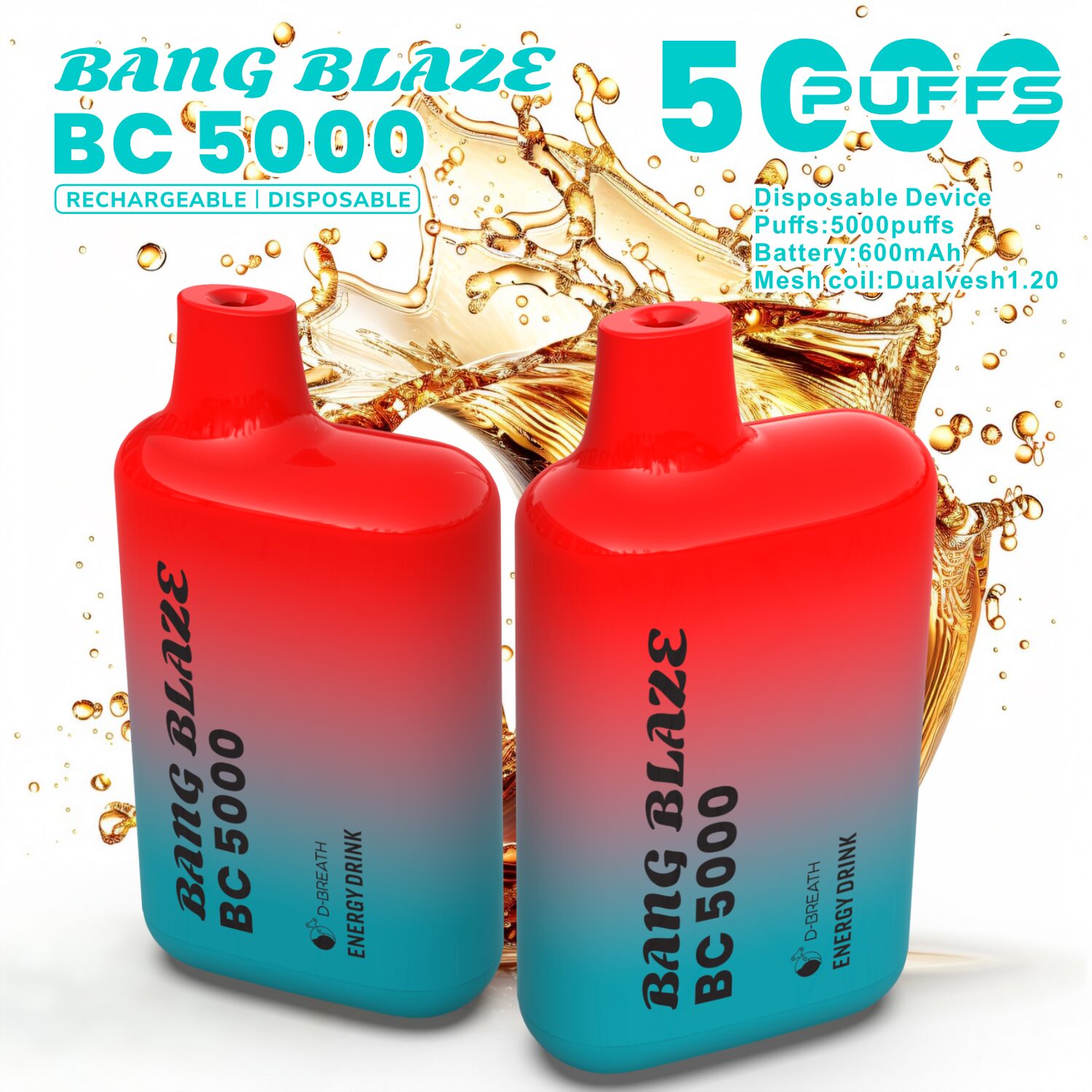 Bang Blaze BC5000 5K Puffs 2% 3% 5% Disposable Vape in Energy Drink flavor