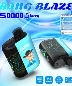 Bang Blaze Starry 50000 50K Puffs Hottest LED Display Disposable Vape in bang blaze starry 50000 blueberry raspberry flavor