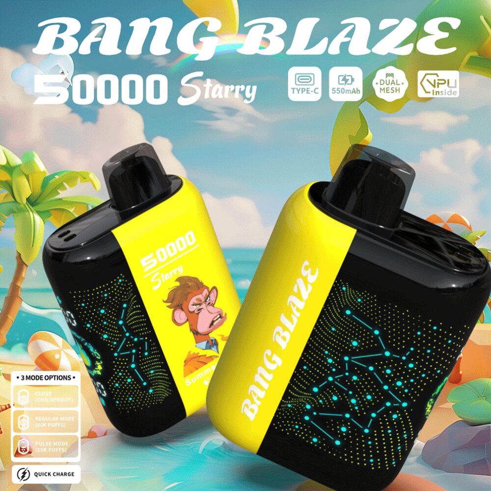 Bang Blaze Starry 50000 50K Puffs Hottest LED Display Disposable Vape in bang blaze starry 50000 summer time flavor