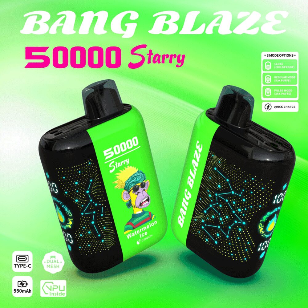 Bang Blaze Starry 50000 50K Puffs Hottest LED Display Disposable Vape in bang blaze starry 50000 watermelon flavor
