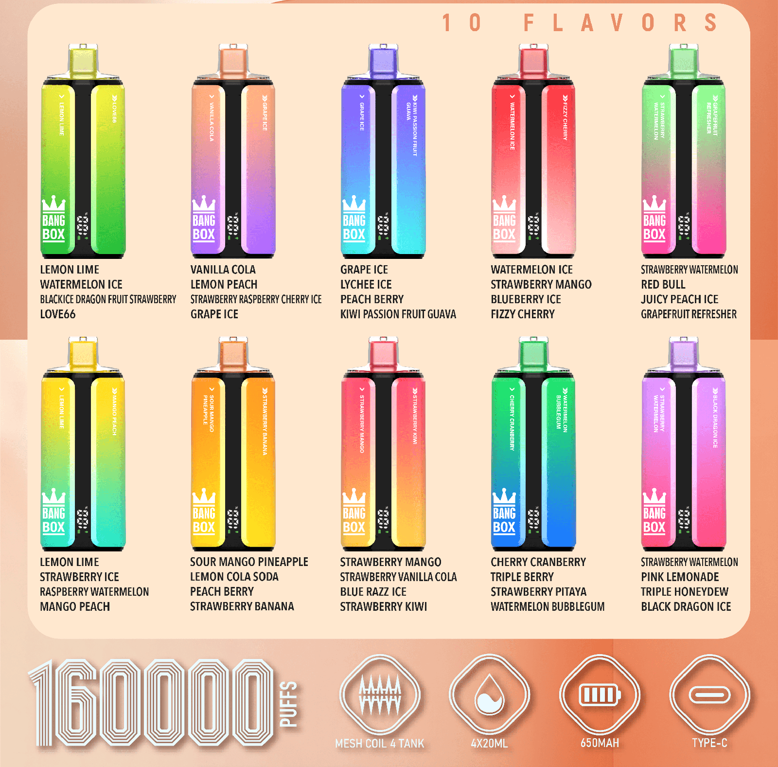 Bang Box 160000 160K Puffs 4 flavor options image