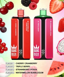 Bang Box 160000 160K Puffs 4 In 1 Flavors Rechargeable LED Display Disposable Vape in Cherry Cranberry & Triple Berry & Strawberry Pitaya & Watermelon