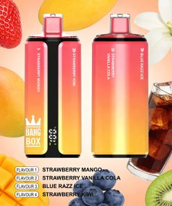 Bang Box 160000 160K Puffs 4 In 1 Flavors Rechargeable LED Display Disposable Vape in Strawberry Mango & Strawberry Vanilla Cola & Blue Razz Ice &