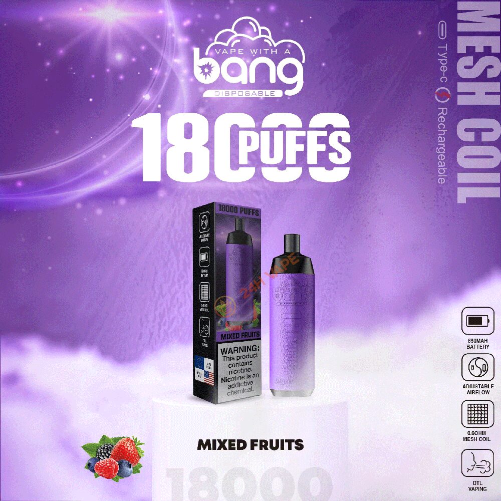 Bang Crown Bar 18000 Puffs 0% 2% 3% 5% Nicotine Leather Disposable Vape Pen in Bang Crown Bar 18000 flavor