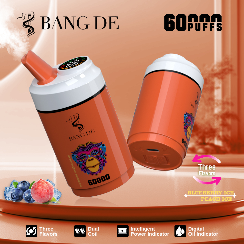 Bang DE 60000 60k Puffs 3 in 1 Flavors Rechargeable LCD Display Disposable Vape in bang de 60000 60k blueberry ice peach ice flavor