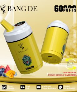 Bang DE 60000 60k Puffs 3 in 1 Flavors Rechargeable LCD Display Disposable Vape in Blueberry Ice & Peach Mango Watermelon flavor