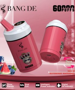 Bang DE 60000 60k Puffs 3 in 1 Flavors Rechargeable LCD Display Disposable Vape in Red Bull & Blueberry Watermelon flavor