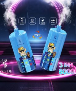 Bang DE 80000 80k Puffs 3 in 1 Flavors Rechargeable LCD Display Disposable Vape in Blueberry Ice & Strawberry Watermelon & Lemon Lime flavor