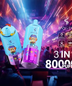 Bang DE 80000 80k Puffs 3 in 1 Flavors Rechargeable LCD Display Disposable Vape in Blueberry Ice & Triple Melon & Apple Grape flavor