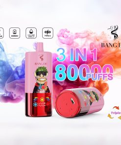 Bang DE 80000 80k Puffs 3 in 1 Flavors Rechargeable LCD Display Disposable Vape in Blueberry Watermelon & Kiwi Passion Fruit Guava & Watermelon Bubble Gum