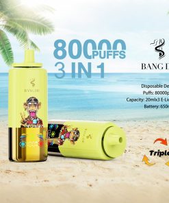 Bang DE 80000 80k Puffs 3 in 1 Flavors Rechargeable LCD Display Disposable Vape in Cherry Cola Ice & Blueberry Watermelon & Strawberry Mango flavor